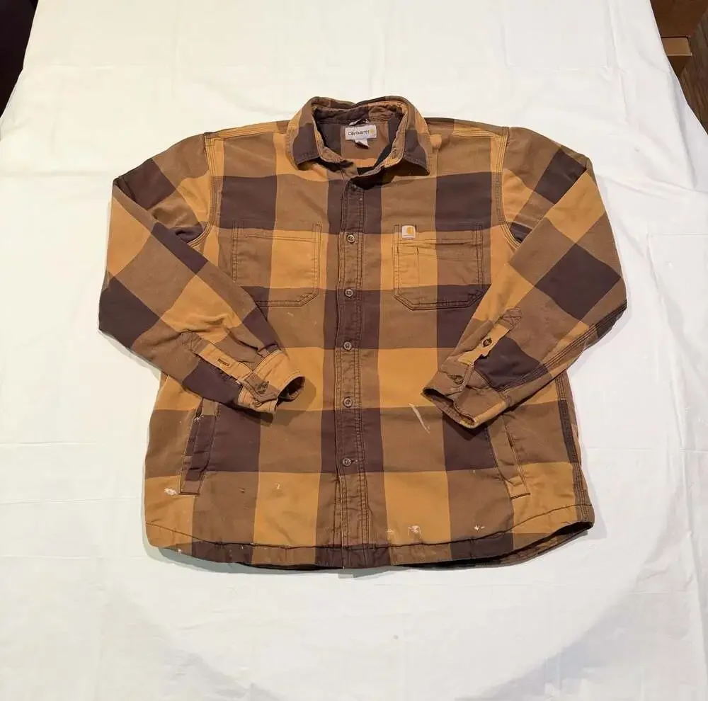 Carhartt Hubbard Sherpa-Lined Plaid Shirt Jacket Size Large